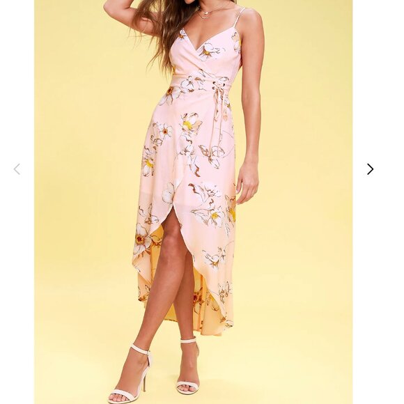 J.O.A. Dresses & Skirts - J.O.A. Celadine Blush Pink Floral High Low Dress